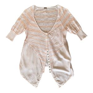 Free People Short Sleeve High-Low Linen/Silk Top Sz XS